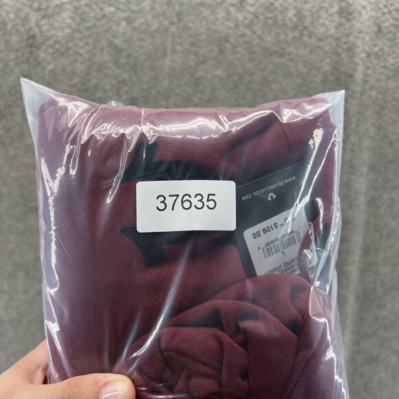 True Religion Jogger Pants Mens Large Red Zinfandel Flock CWP02 Logo Sweatpants - Picture 13 of 13